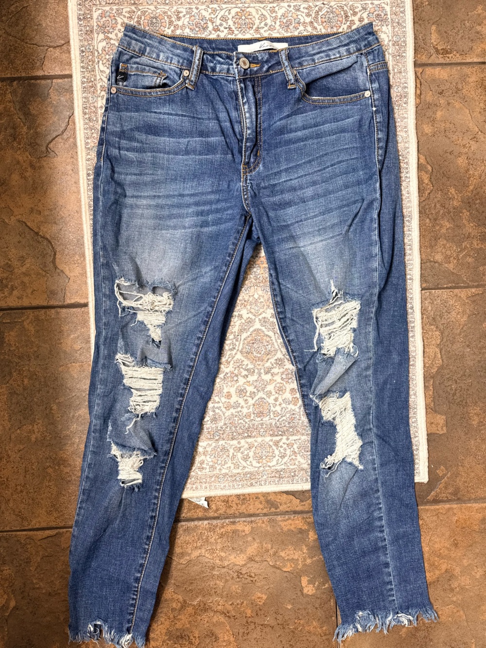 KanCan Distressed Blue Skinny Jeans with Ripped Detail